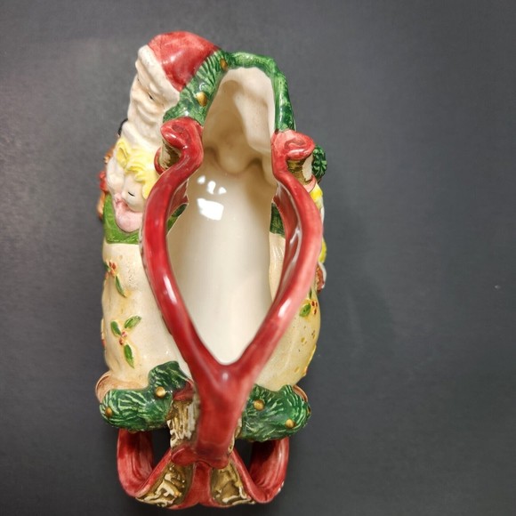 Vintage Fitz and Floyd Ceramic Creamer Vase Children Were Snuggled Santa 1993 - Picture 7 of 9